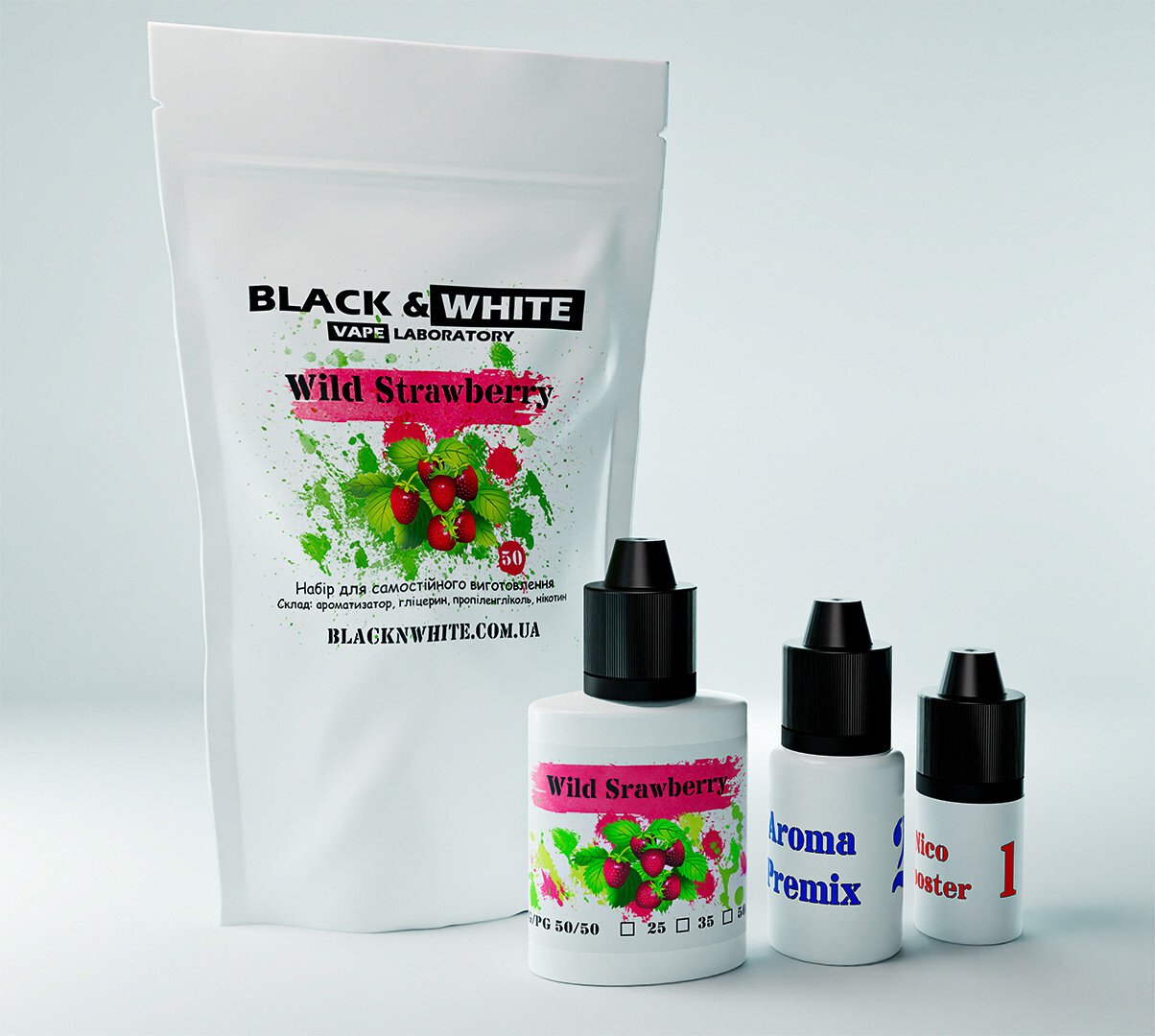 Премикс набор Black&White Wild strawberry, 50 мг